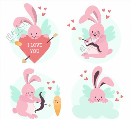 粉色情人节兔子图片