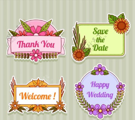 纸质婚礼标签矢量图片