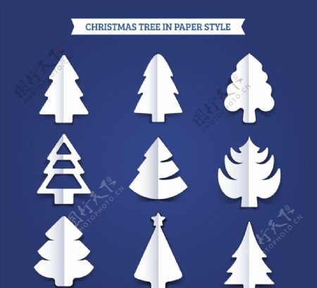 白色纸质圣诞树图片