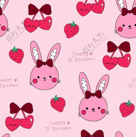 卡通兔子草莓图片