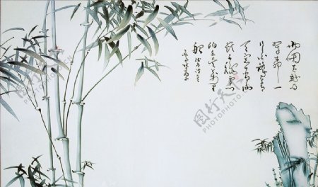 水墨画竹子背景墙图片