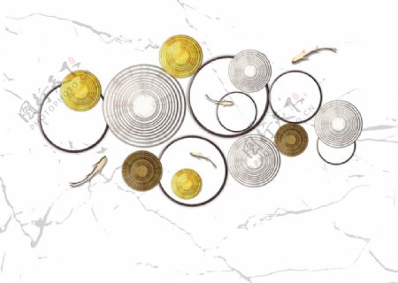 新中式抽象金色圆圈抽象装饰画图图片