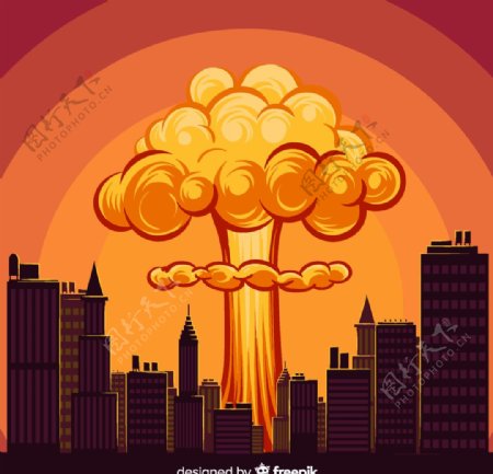 爆炸升起的蘑菇云图片