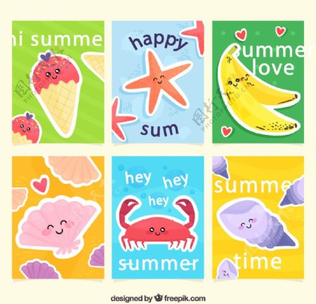 可爱夏季元素卡片图片