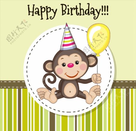 卡通猴子生日賀卡圖片