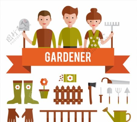花园工具和园丁图片