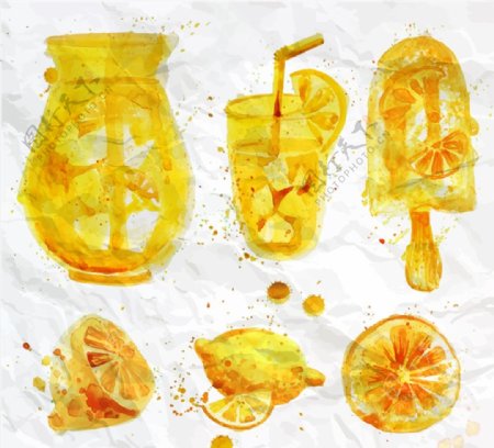 水彩柠檬元素图片