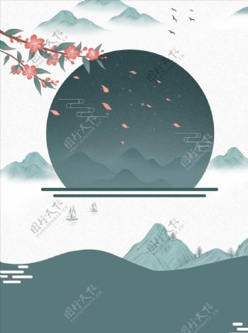中国风海浪底纹背景图片