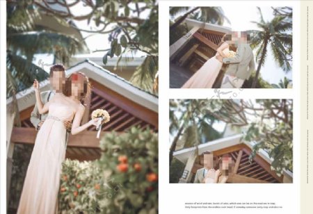 韩国风影楼婚相册模板之屋檐粉色图片