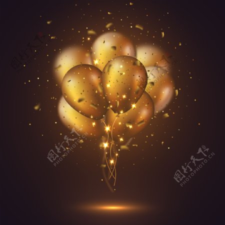 金色气球束图片