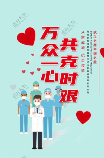 战胜新型冠状病毒肺炎宣传海报图片