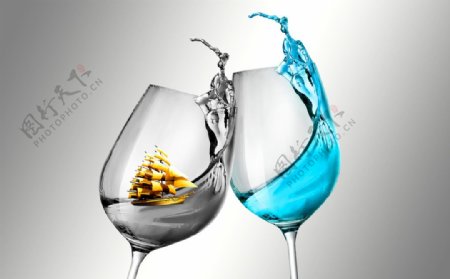 创意酒杯装饰画图片