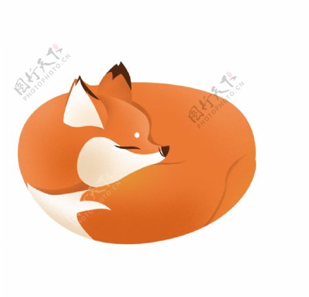 卡通睡着的小狐狸插画图片