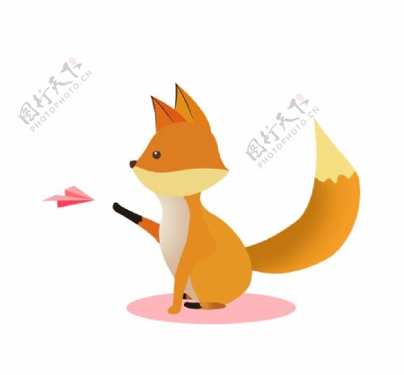 玩纸飞机的狐狸手绘图片