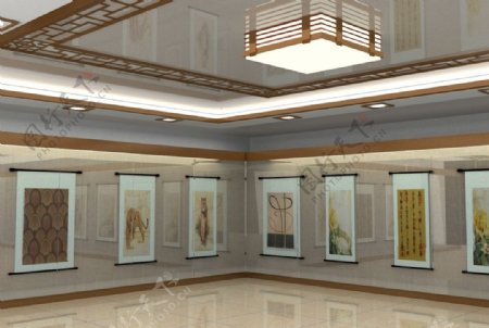 博物馆展柜模型效果图莱斯特希尔创意空间