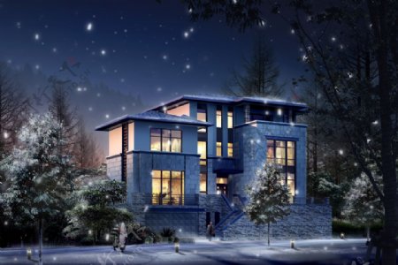 雪夜的别墅