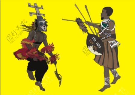 非洲土著狩猎生活庆祝