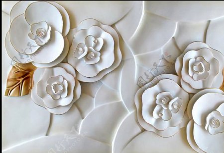 烤瓷雕刻金叶花