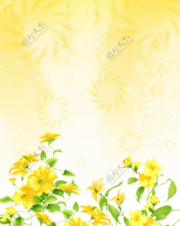 黄色的花朵底纹设计