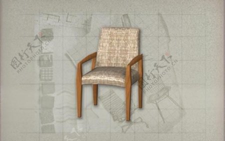 酒店风格家具椅子A0083D模型