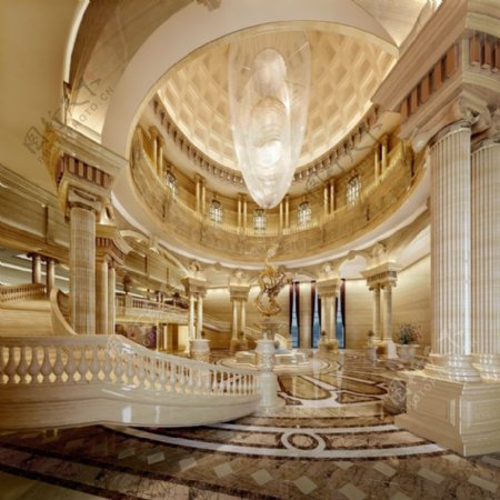 欧式顶级酒店大厅模型