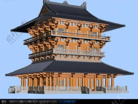 中国三层古建筑模型