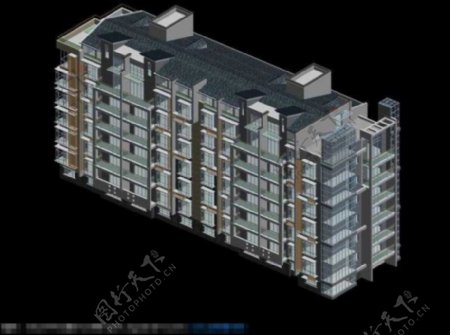 城市阁楼式小区多层住宅3D建筑模型