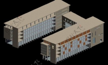 现代学校建筑群3D模型设计