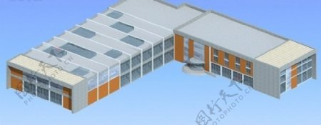 二层学校教学楼3D模型