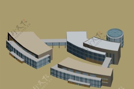 扇形建筑城市规划3D模型