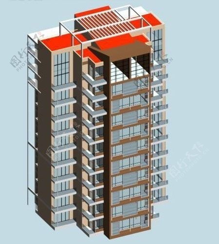 华丽典雅风格高层住宅楼3D模型素材