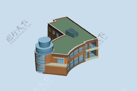 圆环形小公建建筑3D模型