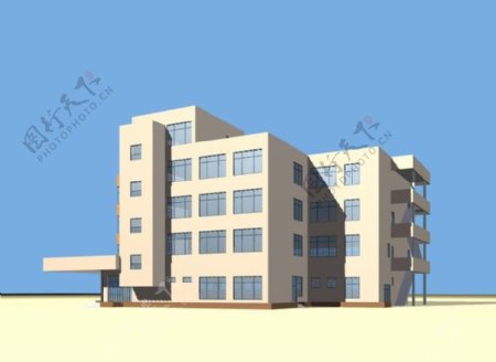 浅色小公建建筑3D模型