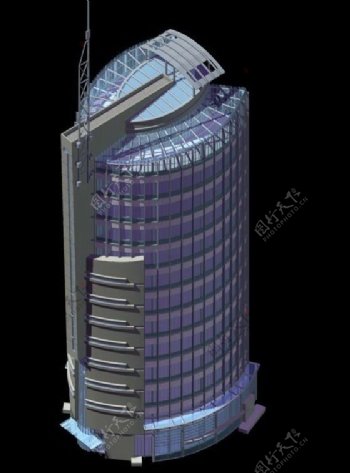 圆扇形高层公共建筑商业大厦3D模型