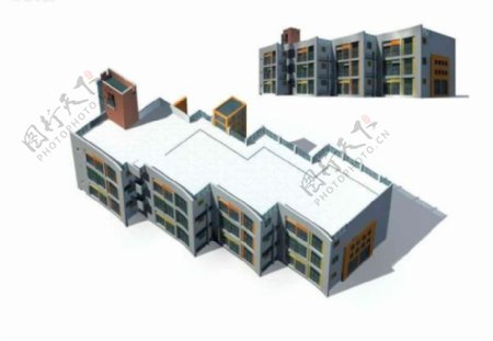 商业大厦多方位3D模型效果设计