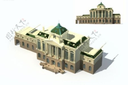 欧式建筑城堡教堂模型