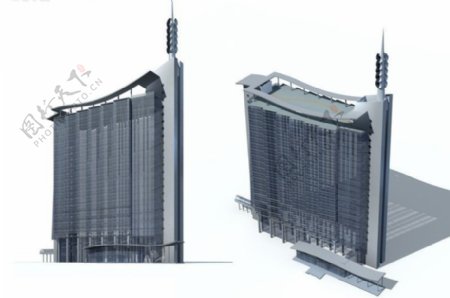 3D多层公共建筑设计商业办公楼