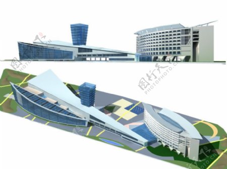 多层公共建筑商业城办公楼3D模型