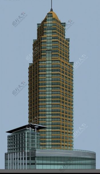 塔形公共建筑商业办公楼3D立体模型