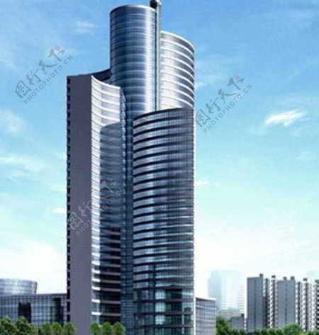 弧形的现代摩天大楼3d模型