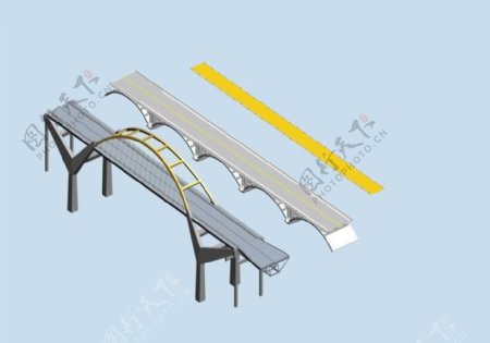 现代桥梁和小桥3D模型设计
