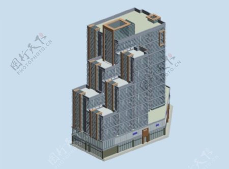 阶梯式高层住宅建筑3d效果图