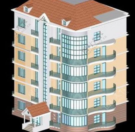 优雅简约风格住宅楼3D模型素材