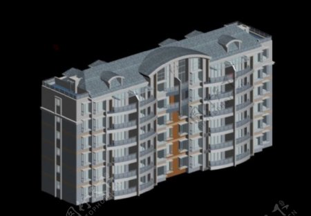 豪华冷色调住宅楼设计3D模型