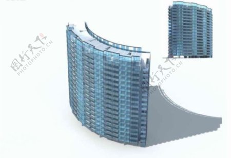 创意弧形高层独栋住宅楼3D模型