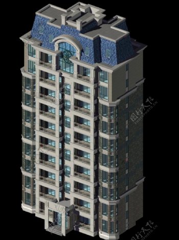 十层塔式住宅楼模型