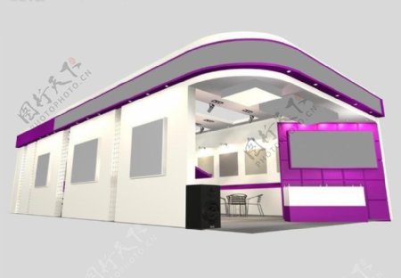 紫色浪漫展厅3d模型设计