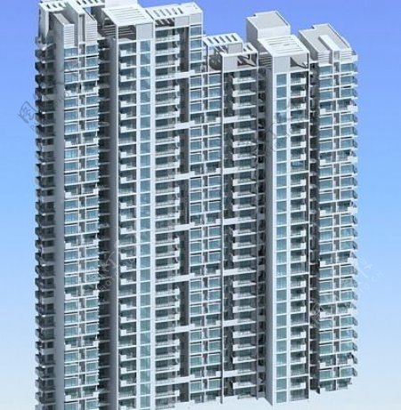 高层两联排塔式住宅楼模型