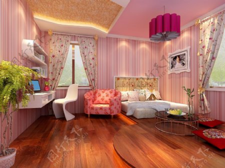 粉色的少女卧室