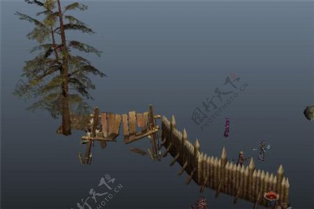 树木围栏游戏模型素材